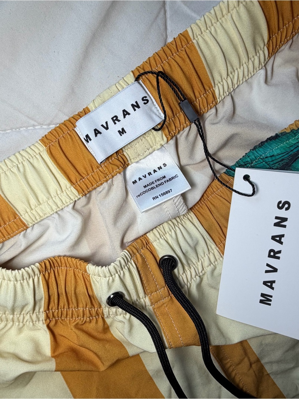 Women's Yellow Stripe Tropical Swim Shorts - Picture 4 of 4
